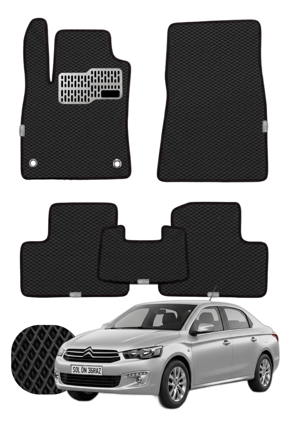 Citroen C-Elysee 2012 ve sonrası Özelleştirilebilir Tam Set Premium EVA Paspas