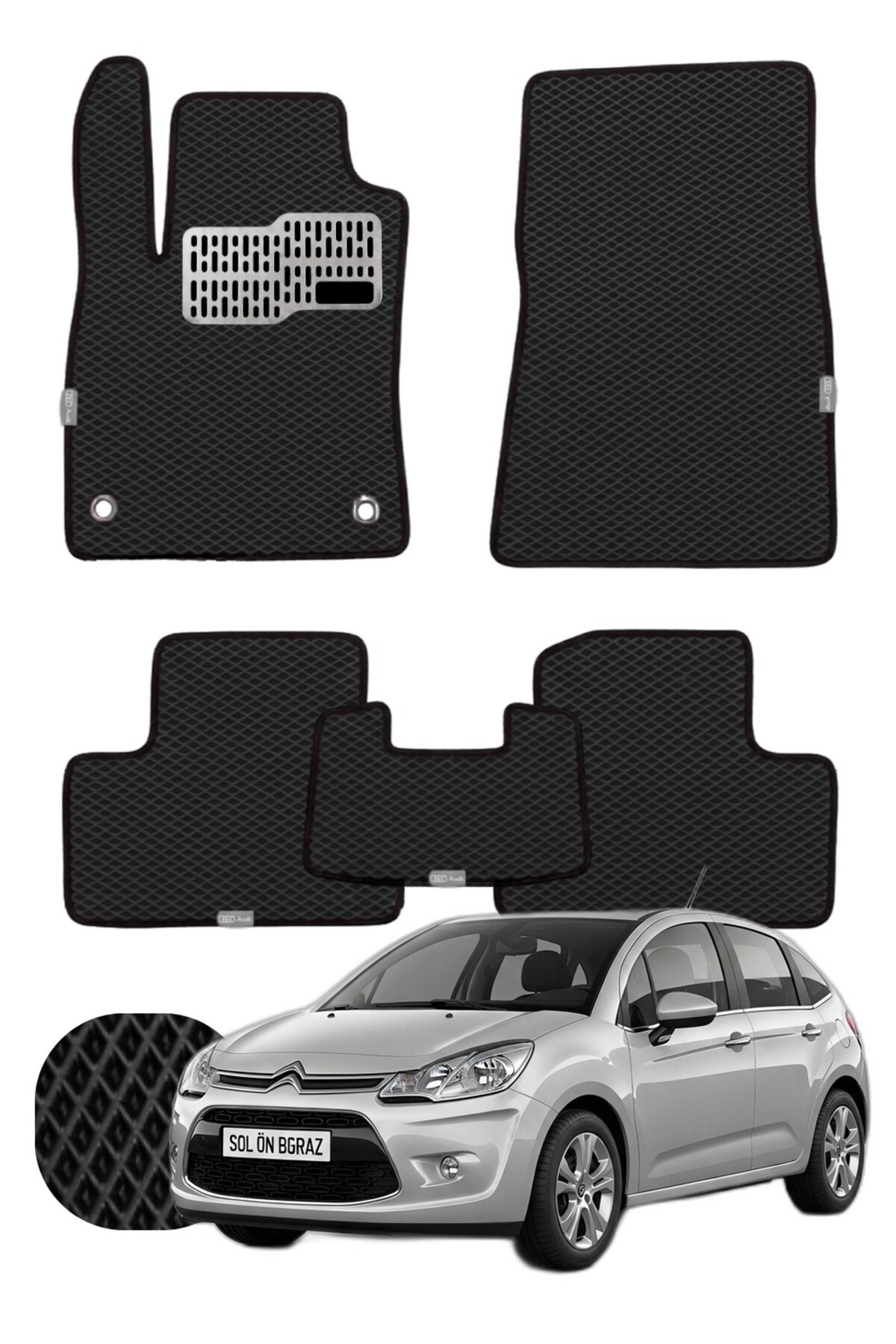 Citroen C3 2009-2016 Özelleştirilebilir Tam Set Premium EVA Paspas