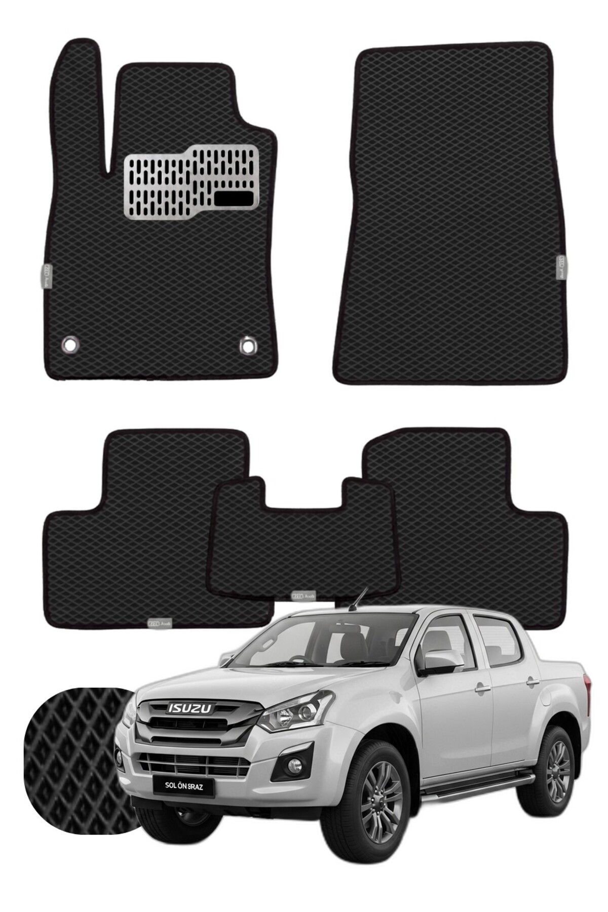 isuzu D-Max 2019 ve sonrası Özelleştirilebilir Tam Set Premium EVA Paspas