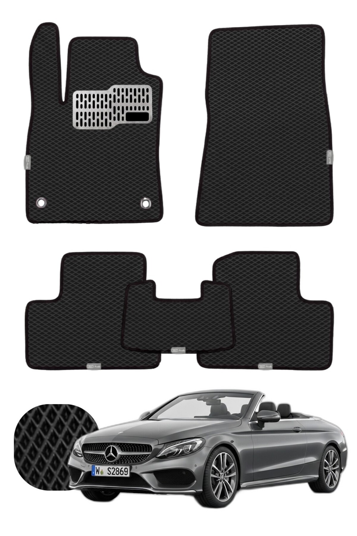 Mercedes C Serisi Cabrio 2016-2023 A205 Özelleştirilebilir Tam Set Premium EVA Paspas