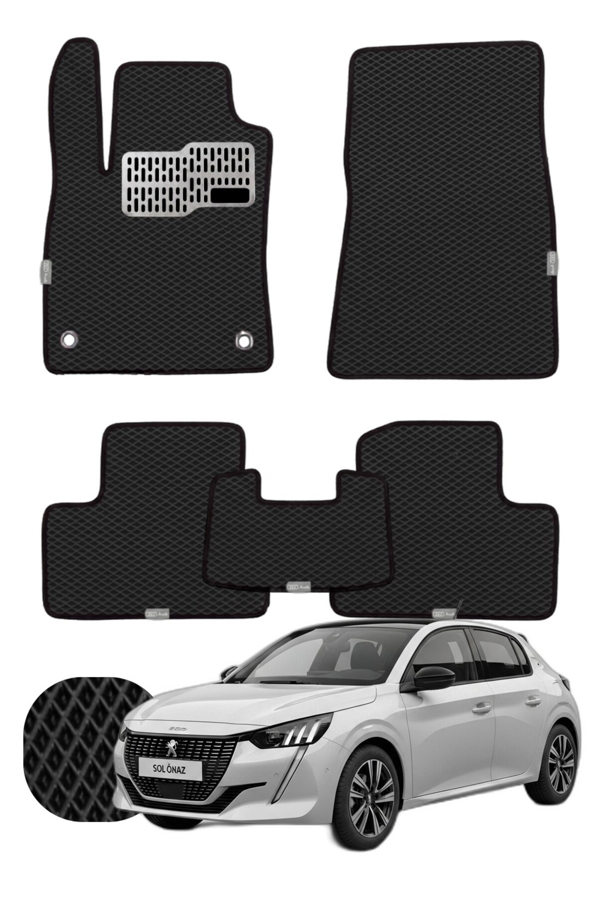 Peugeot 208 2019 ve sonrası Özelleştirilebilir Tam Set Premium EVA Paspas