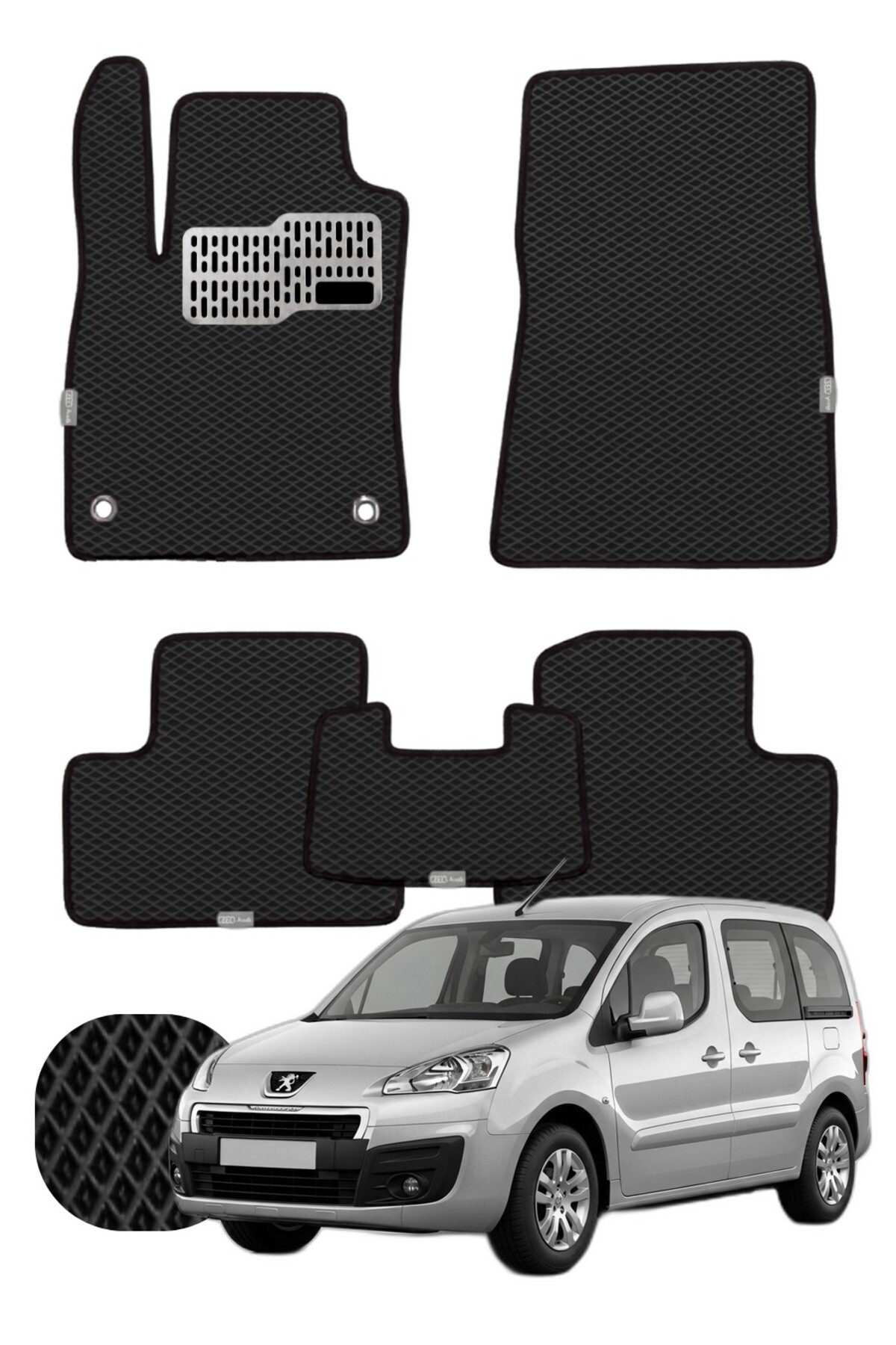 Peugeot Partner - Tepee 2008-2018 Özelleştirilebilir Tam Set Premium EVA Paspas