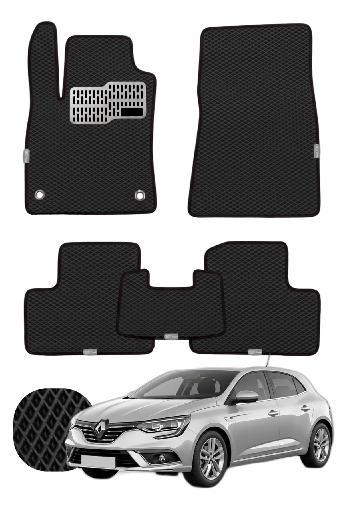 Renault Megane 4 HB 2016 ve sonrası Özelleştirilebilir Tam Set Premium EVA Paspas