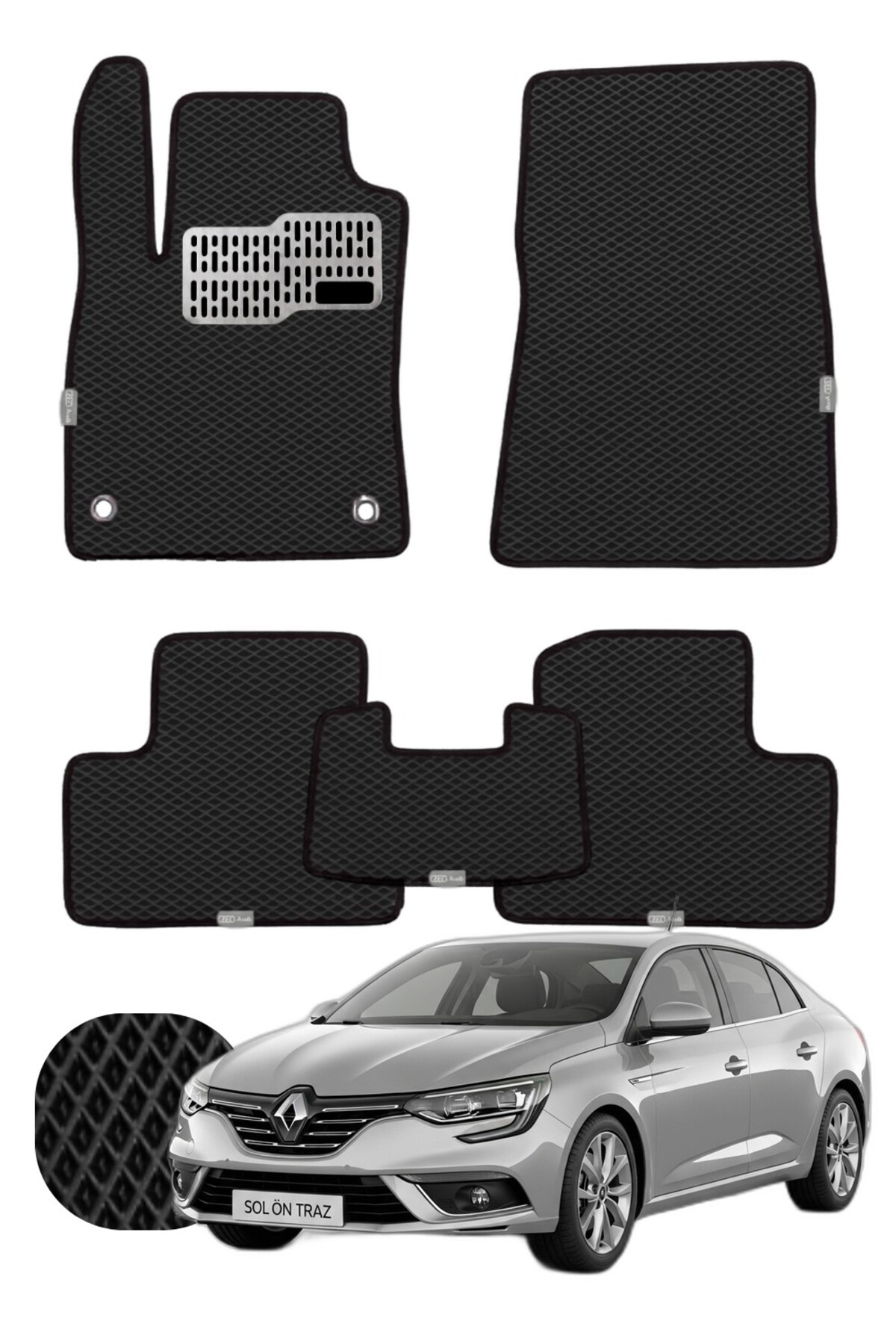 Renault Megane 4 Sedan 2016 ve sonrası Özelleştirilebilir Tam Set Premium EVA Paspas