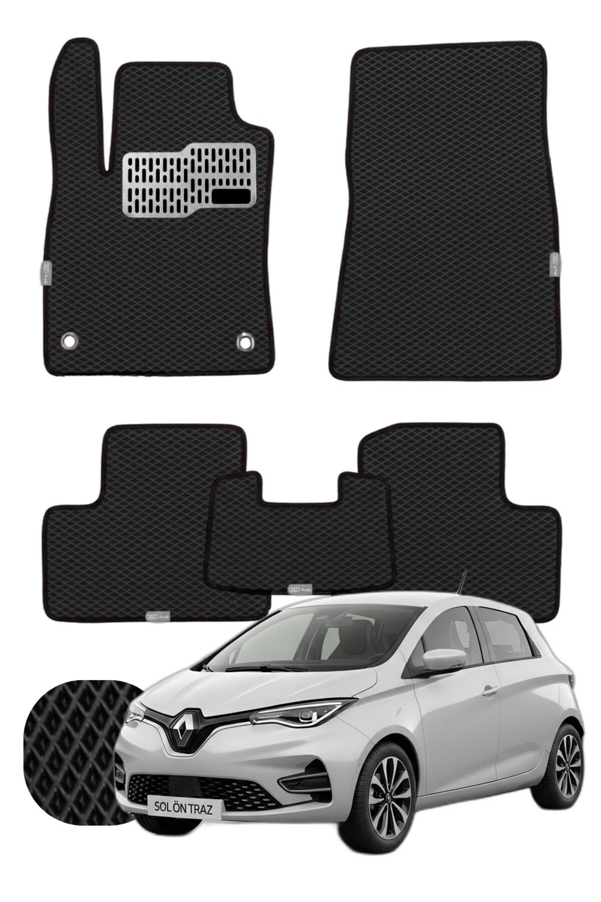 Renault Zoe 2019 ve sonrası Özelleştirilebilir Tam Set Premium EVA Paspas