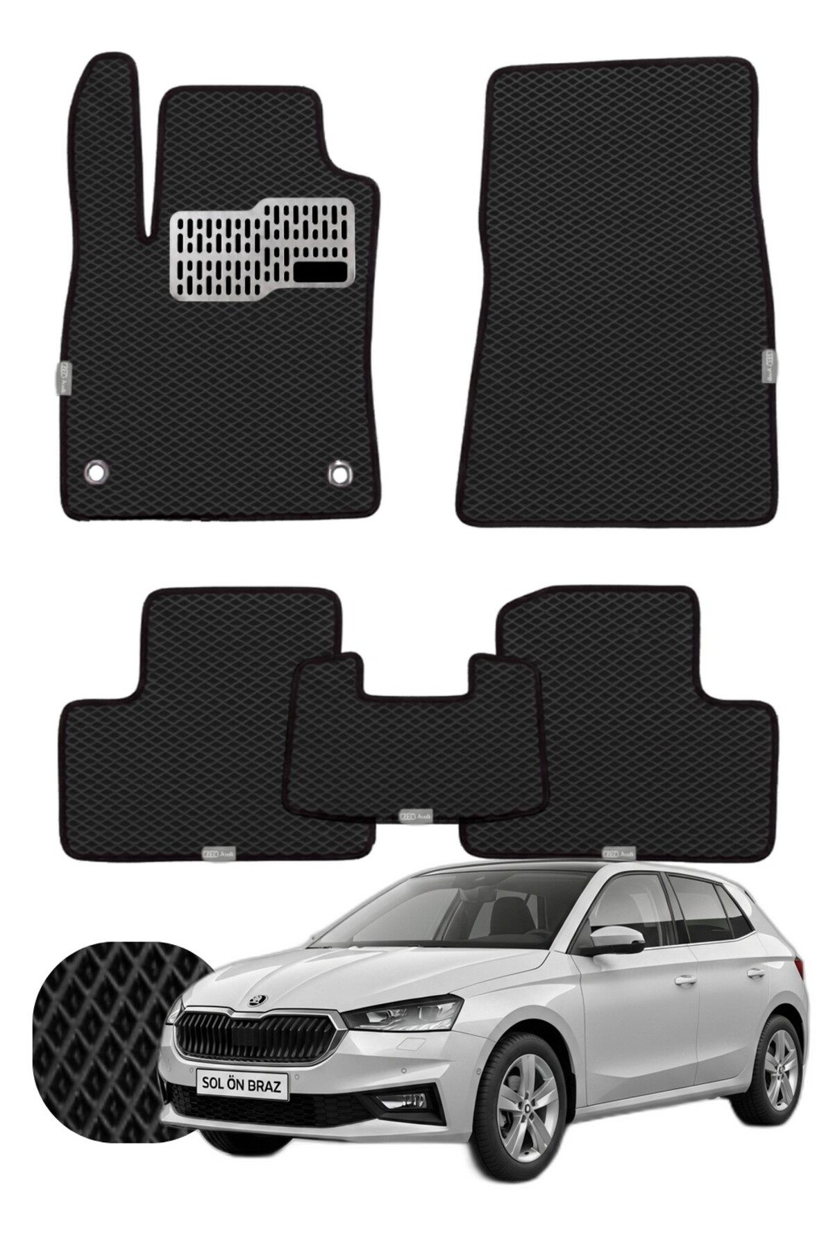 Skoda Fabia 2021 ve sonrası Özelleştirilebilir Tam Set Premium EVA Paspas