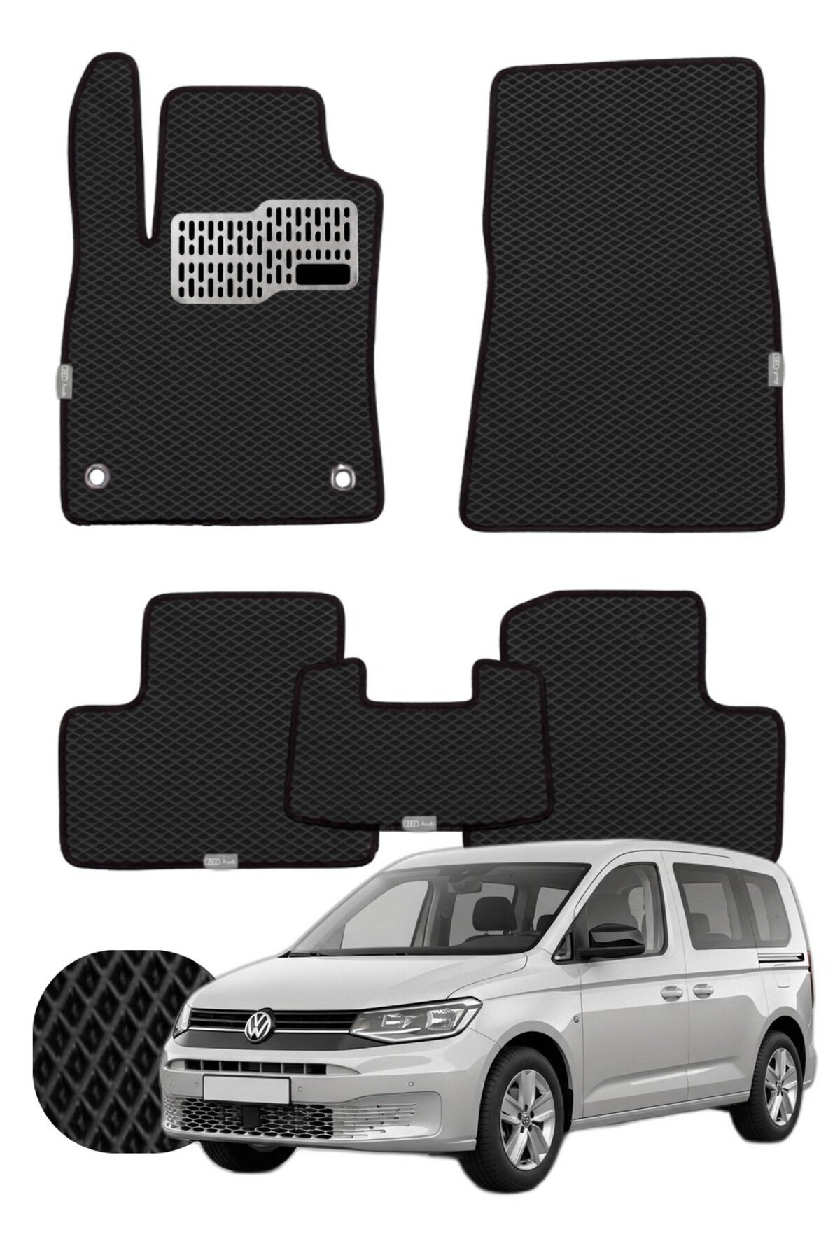 Volkswagen Caddy 2020 ve sonrası SB Özelleştirilebilir Tam Set Premium EVA Paspas